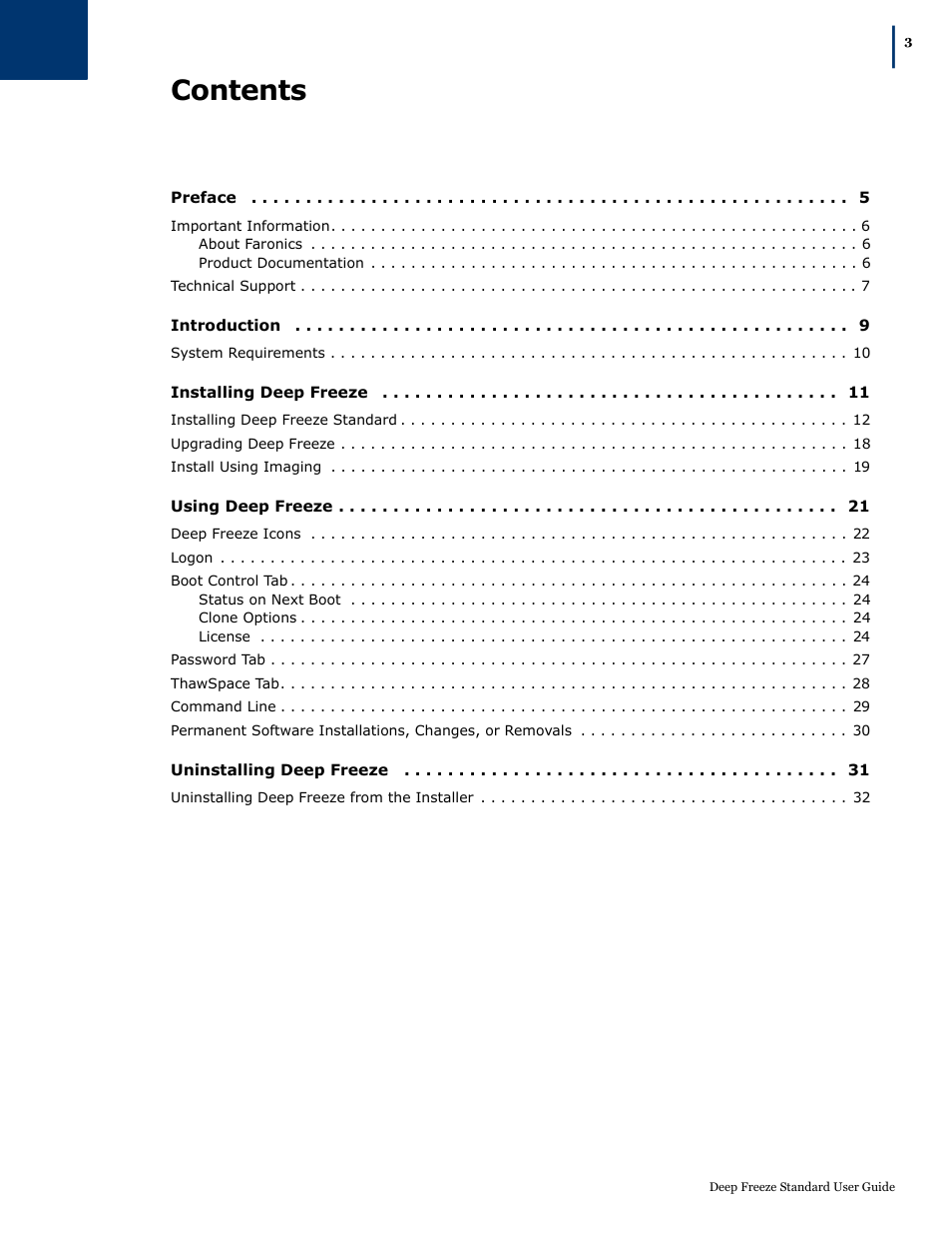 Faronics Deep Freeze Standard User Manual | Page 3 / 32