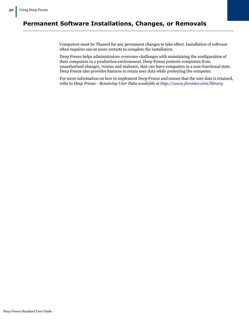 Faronics Deep Freeze Standard User Manual | Page 30 / 32