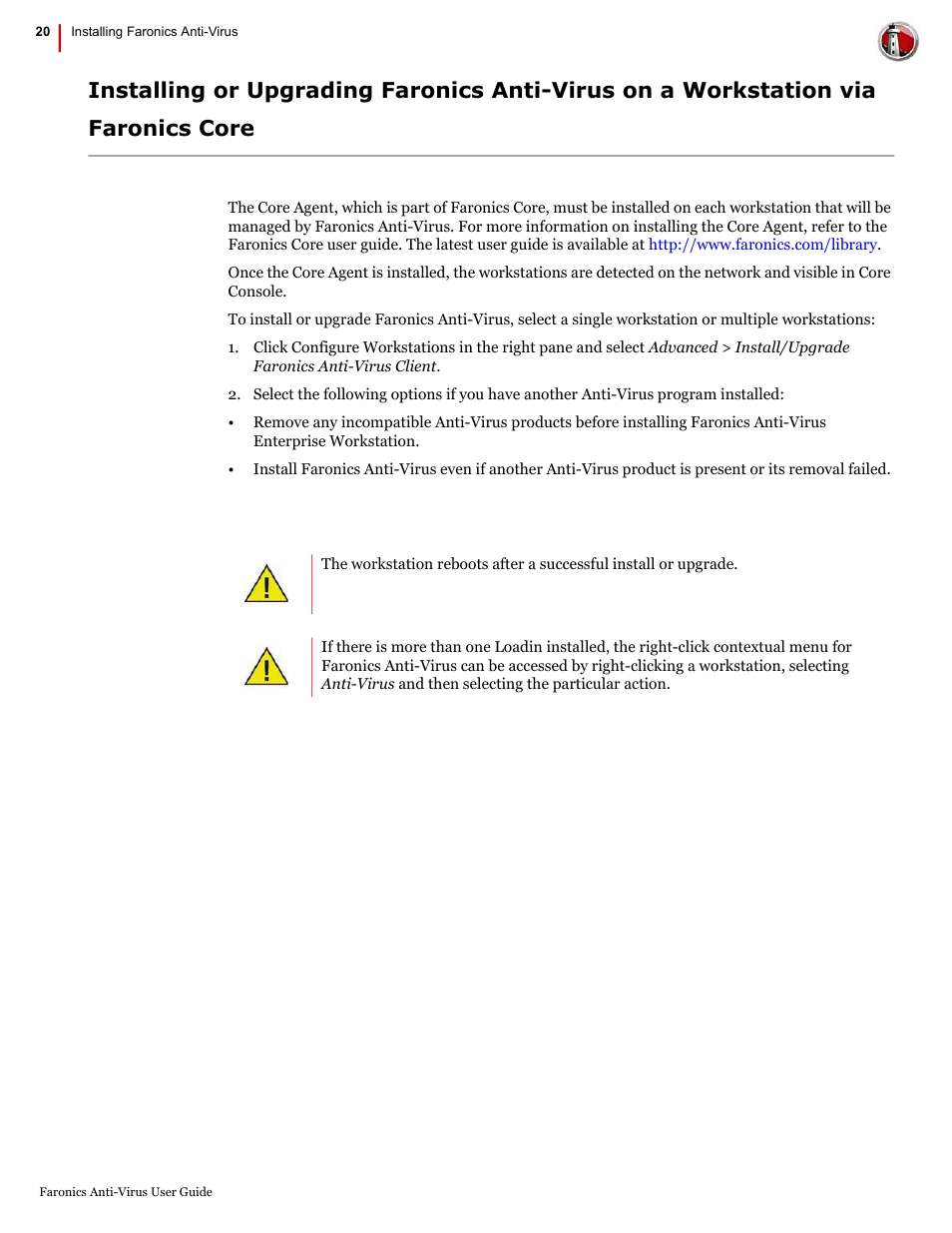 Faronics Anti-Virus Enterprise User Manual | Page 20 / 86