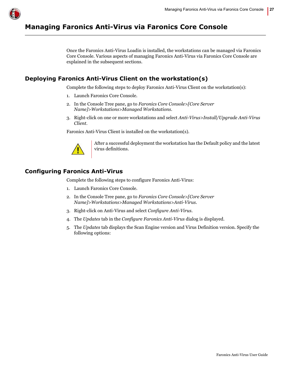 Faronics Anti-Virus Enterprise User Manual | Page 27 / 86