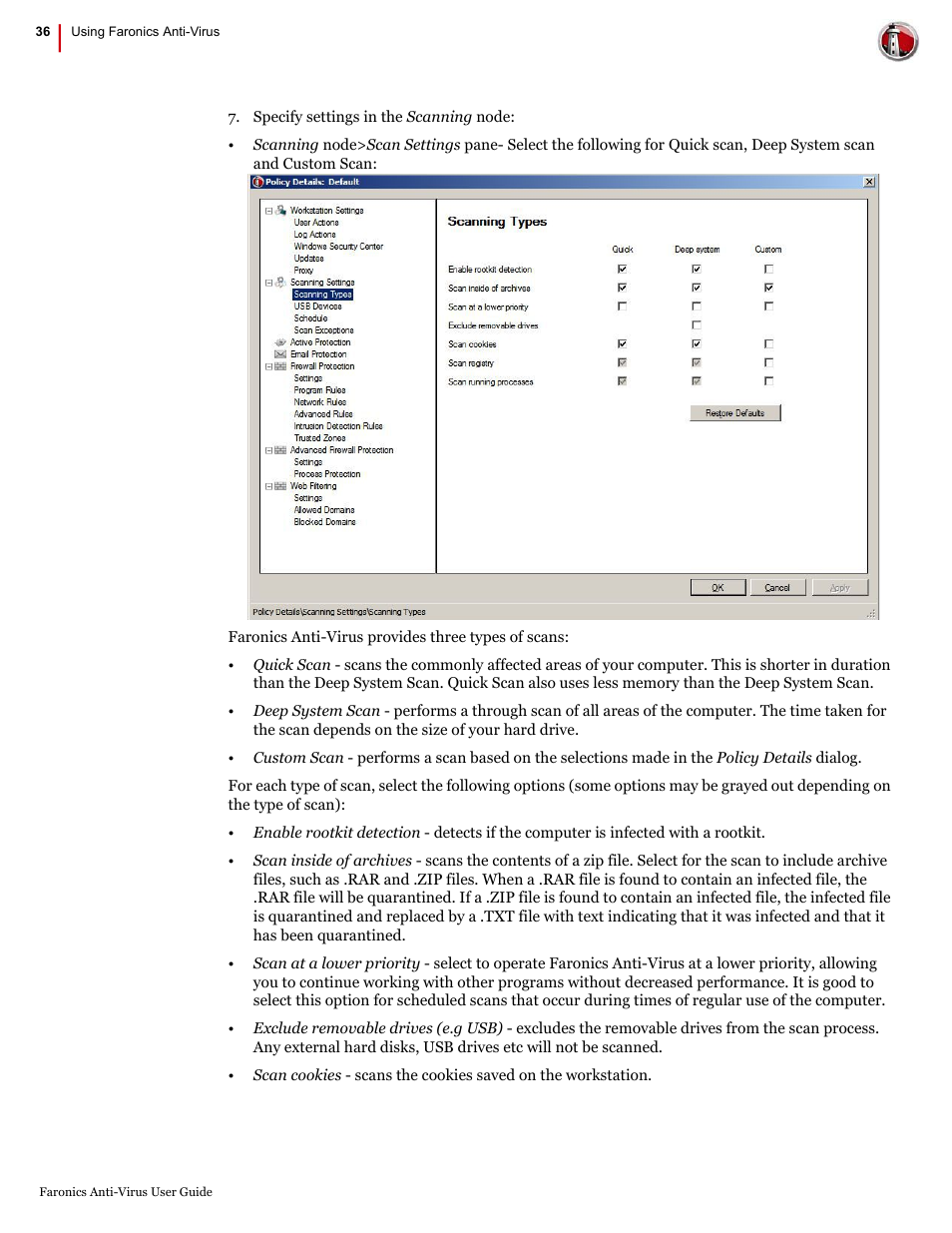 Faronics Anti-Virus Enterprise User Manual | Page 36 / 86