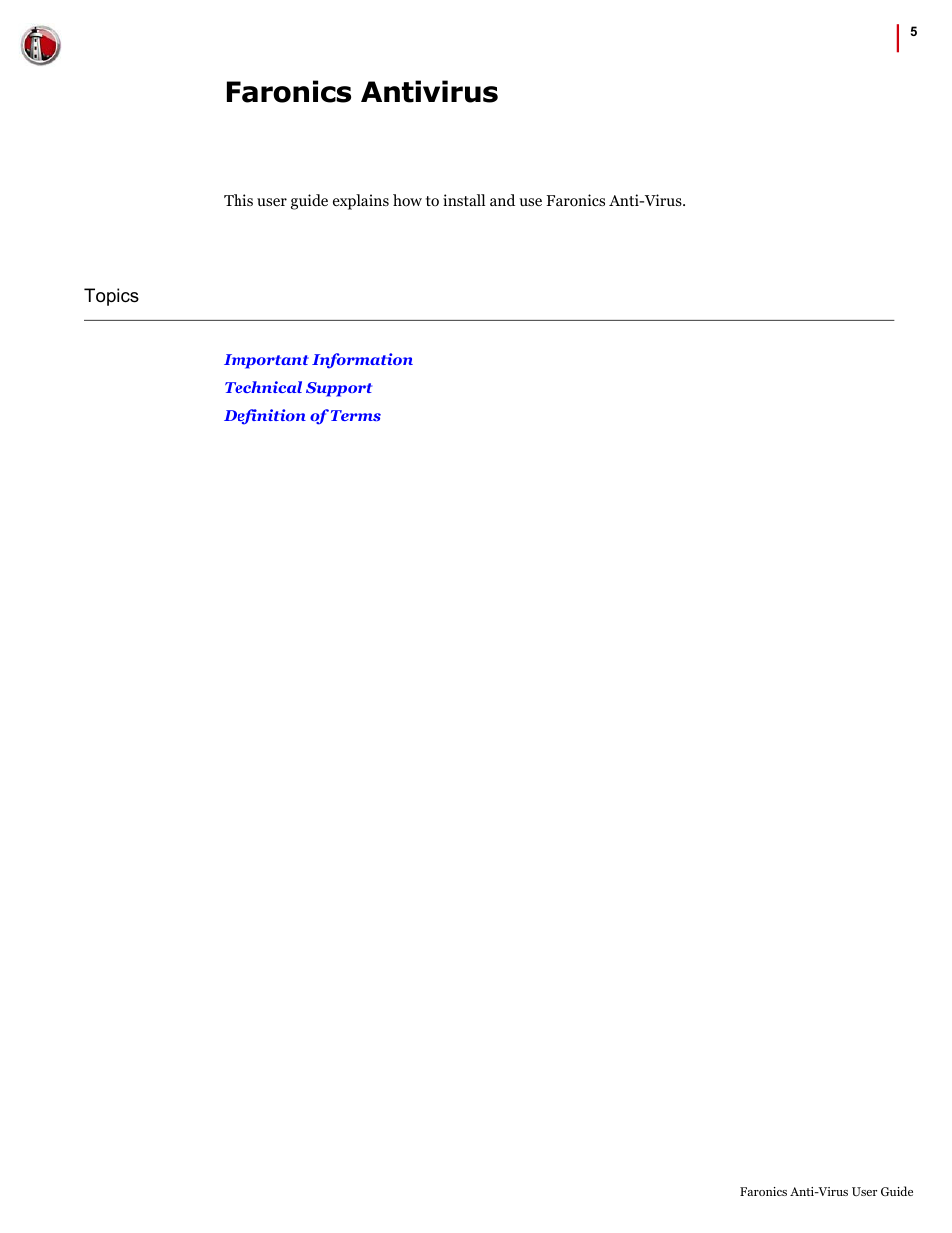 Faronics antivirus | Faronics Anti-Virus Enterprise User Manual | Page 5 / 86