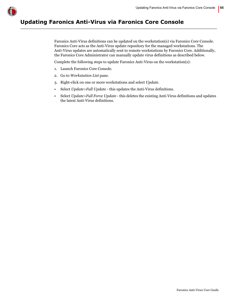 Faronics Anti-Virus Enterprise User Manual | Page 65 / 86