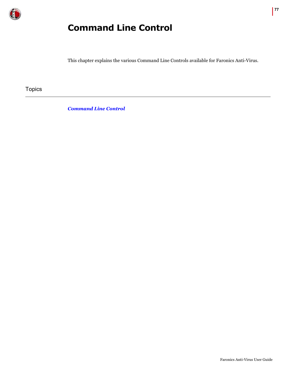 Command line control | Faronics Anti-Virus Enterprise User Manual | Page 77 / 86