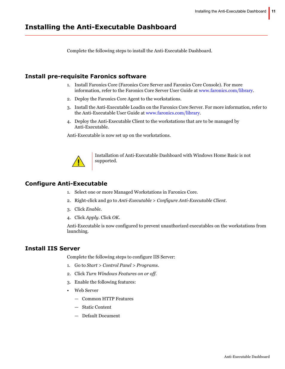 Installing the anti-executable dashboard | Faronics Anti-Executable Dashboard User Manual | Page 11 / 17