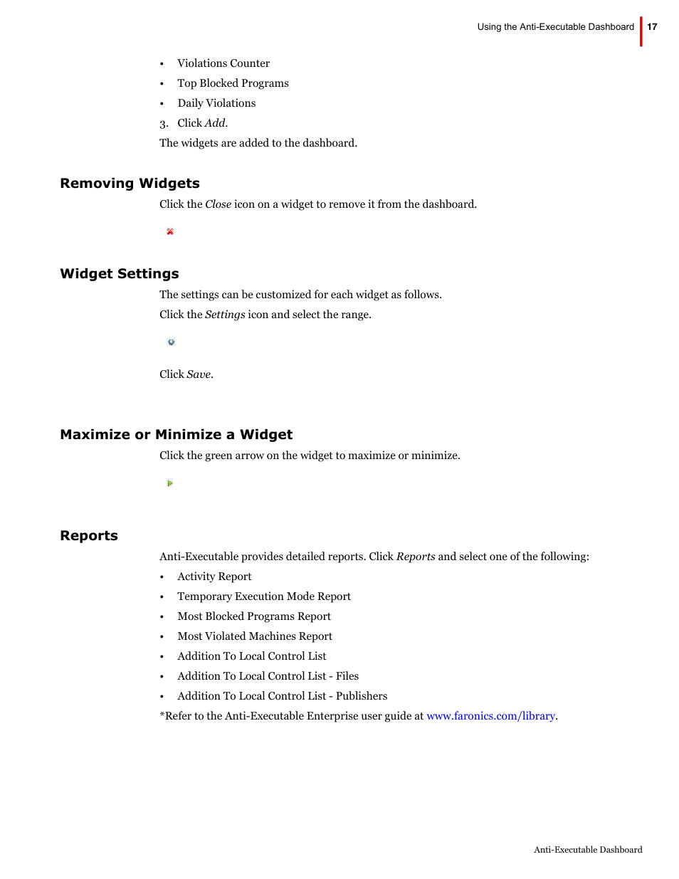 Faronics Anti-Executable Dashboard User Manual | Page 17 / 17