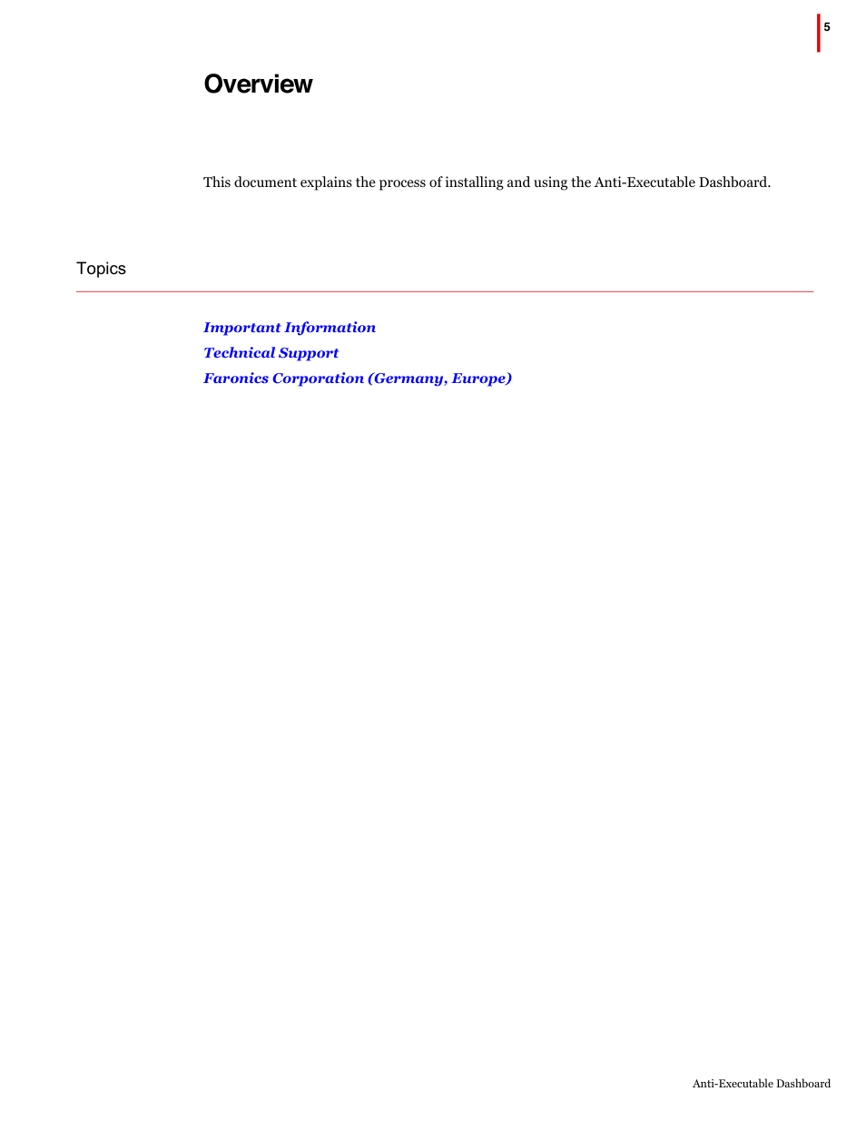 Overview | Faronics Anti-Executable Dashboard User Manual | Page 5 / 17