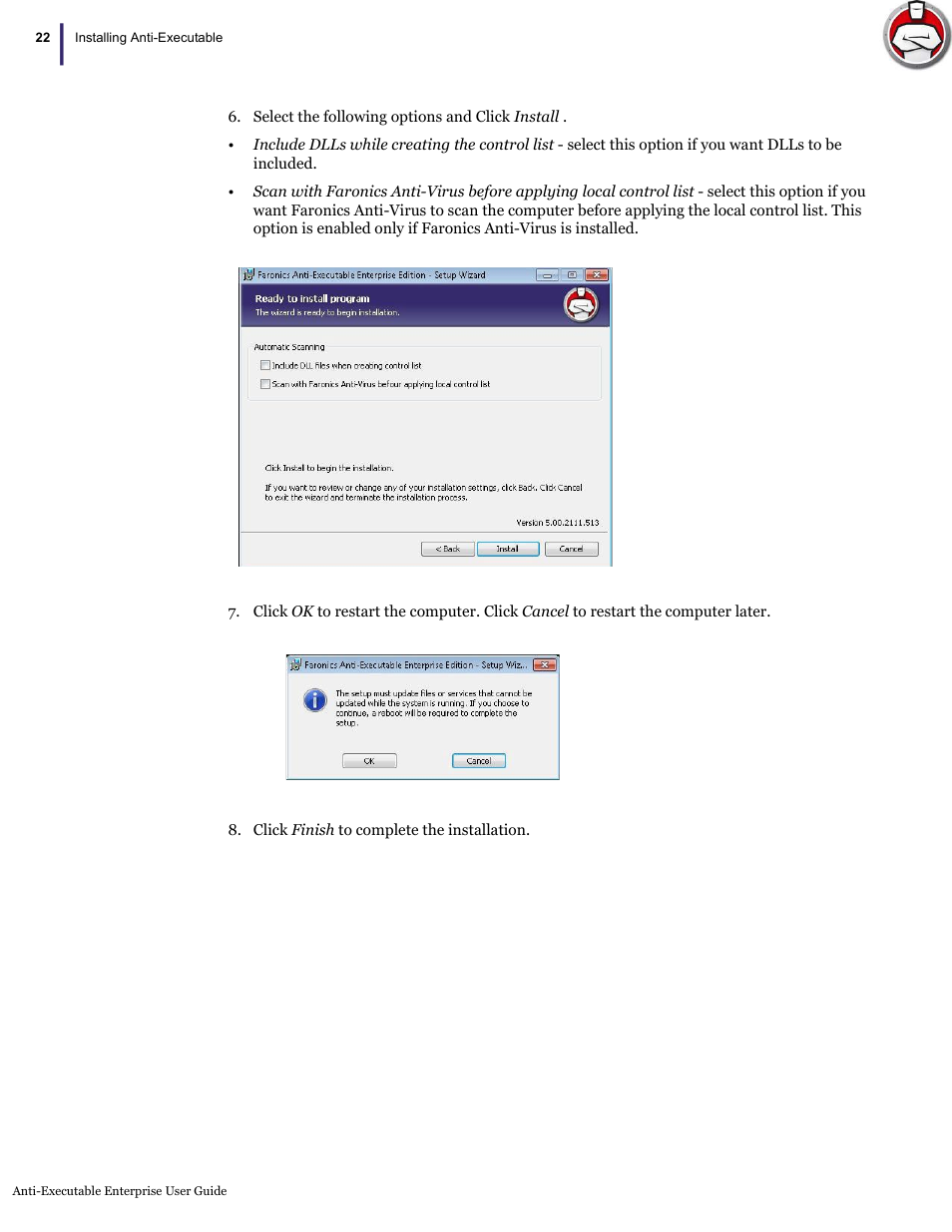 Faronics Anti-Executable Enterprise/Server User Manual | Page 22 / 70