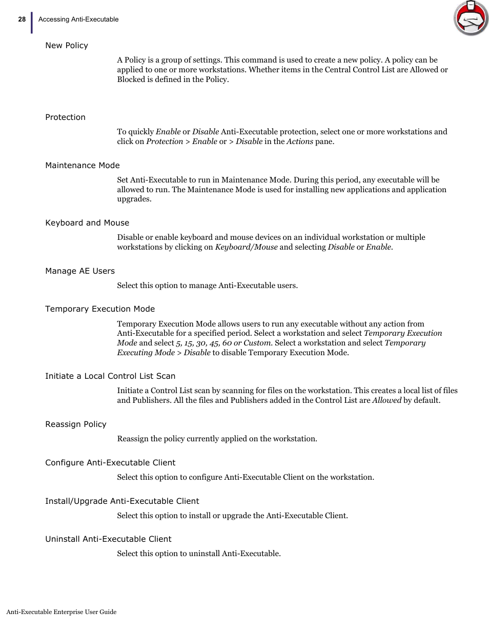 Faronics Anti-Executable Enterprise/Server User Manual | Page 28 / 70
