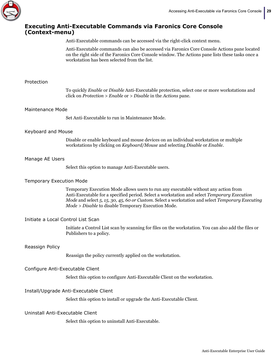 Faronics Anti-Executable Enterprise/Server User Manual | Page 29 / 70