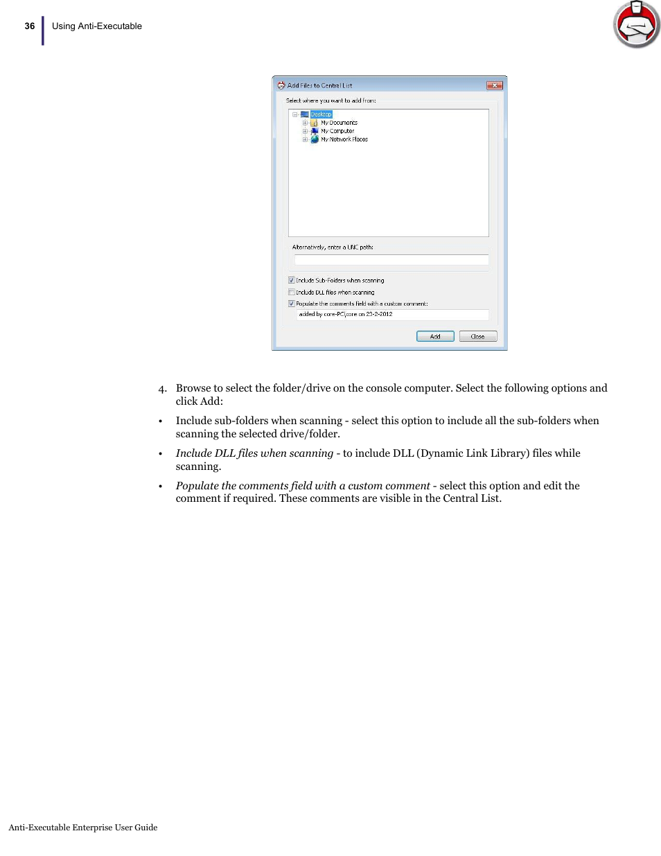 Faronics Anti-Executable Enterprise/Server User Manual | Page 36 / 70