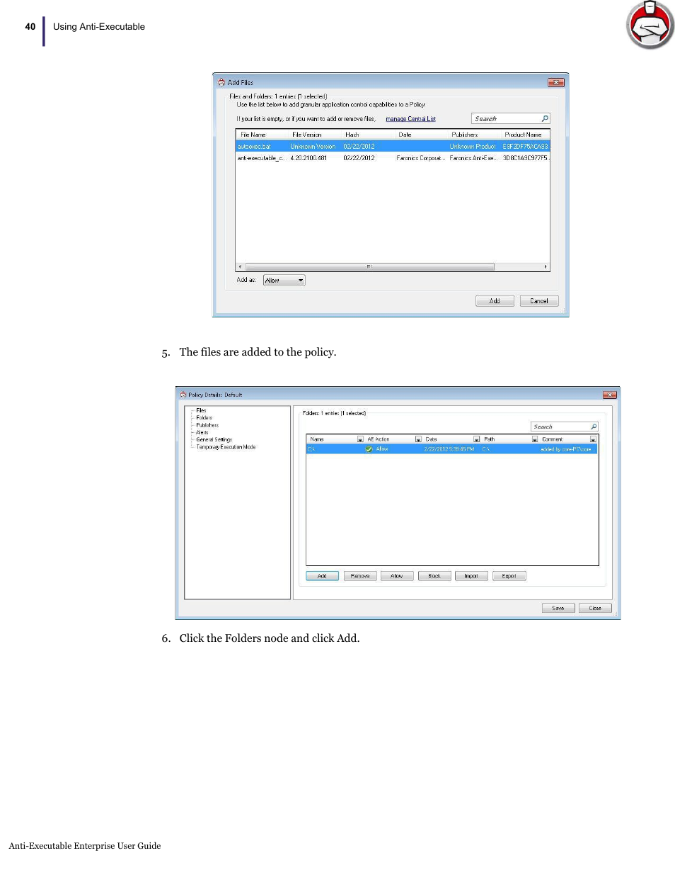 Faronics Anti-Executable Enterprise/Server User Manual | Page 40 / 70