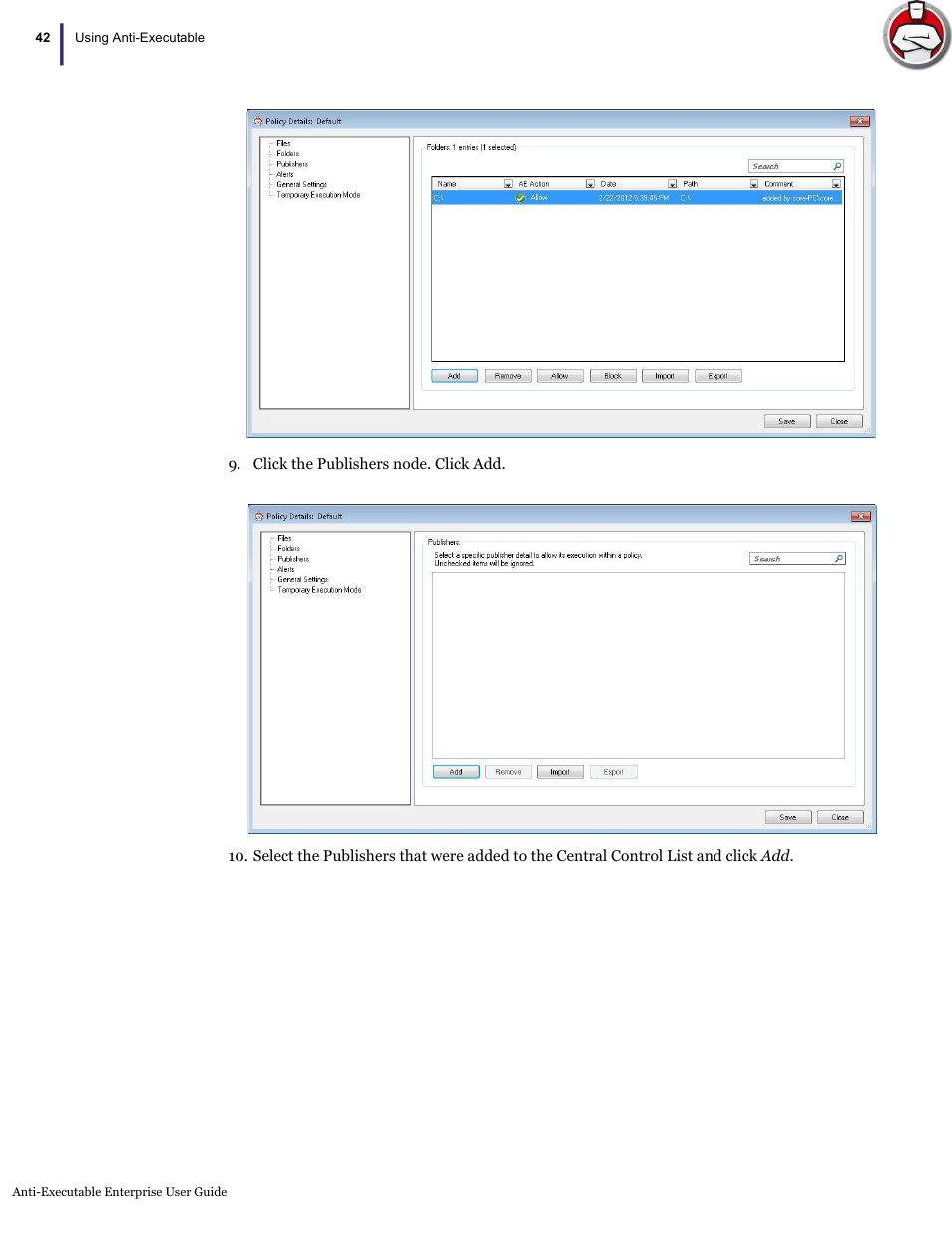 Faronics Anti-Executable Enterprise/Server User Manual | Page 42 / 70