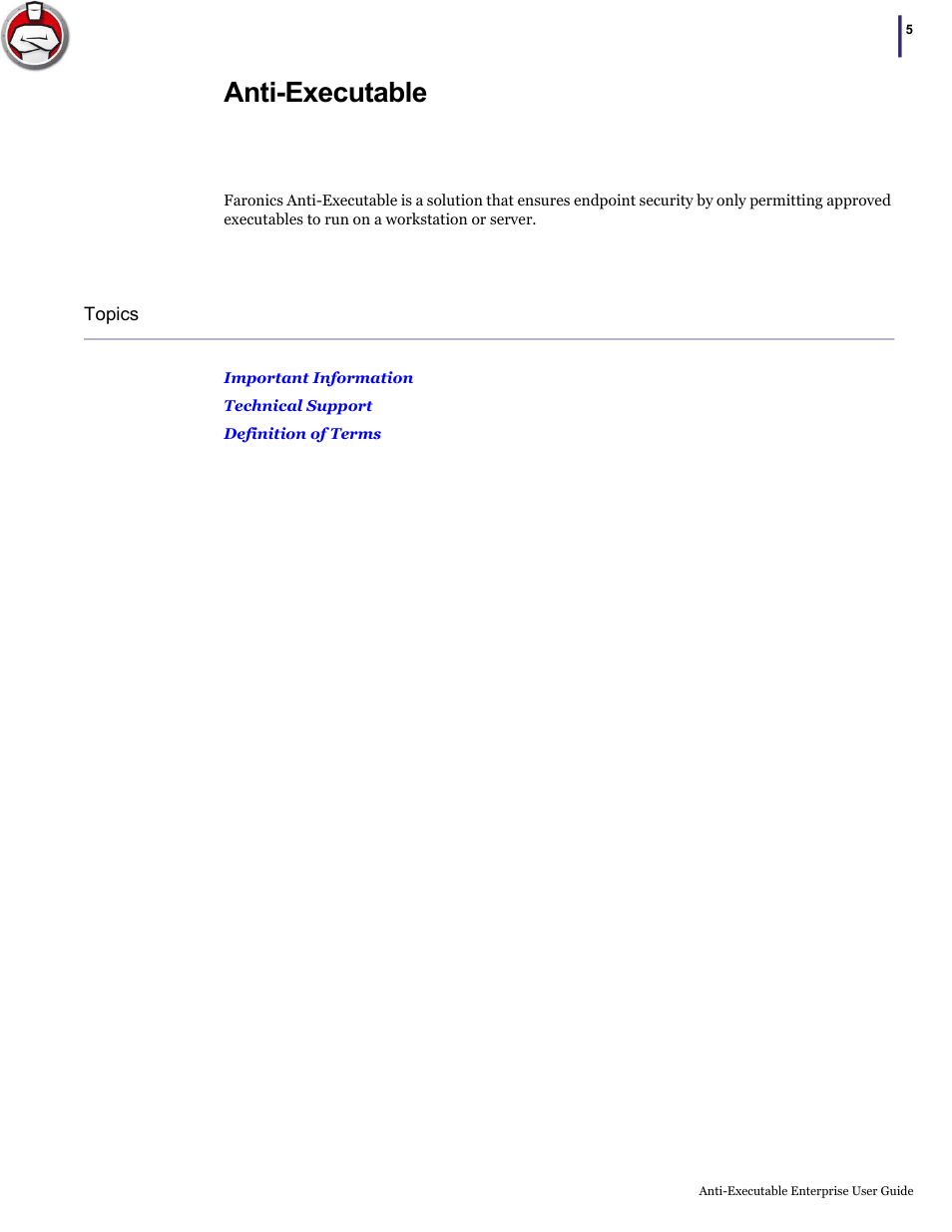 Anti-executable, Preface | Faronics Anti-Executable Enterprise/Server User Manual | Page 5 / 70