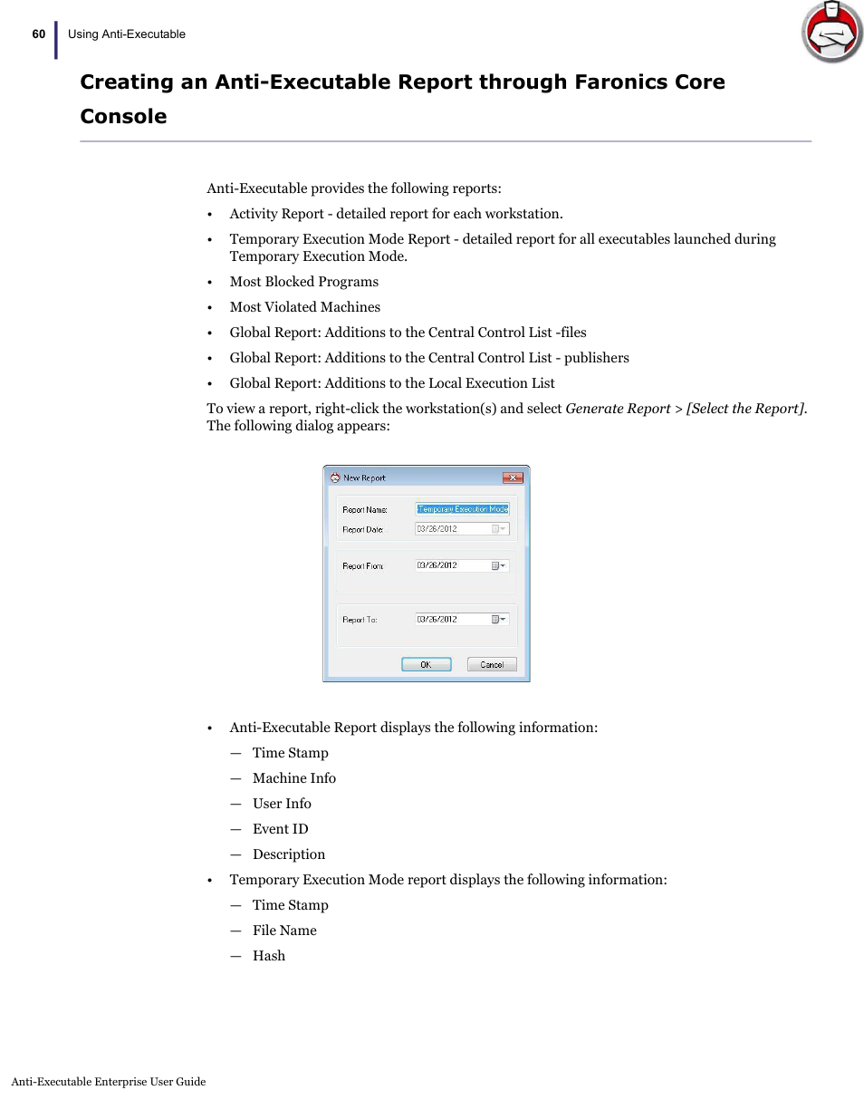 Faronics Anti-Executable Enterprise/Server User Manual | Page 60 / 70