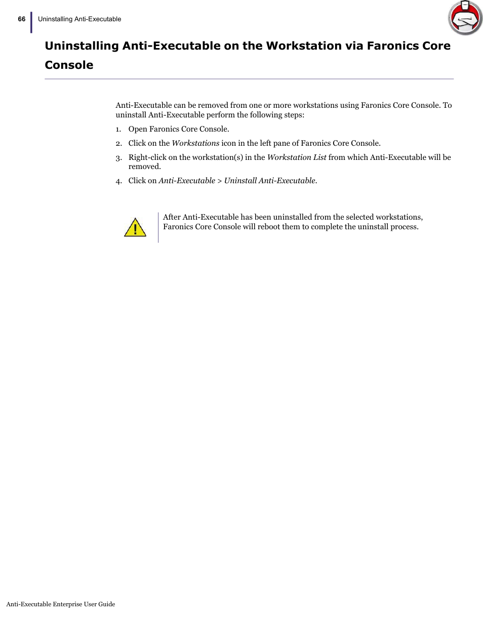 Faronics Anti-Executable Enterprise/Server User Manual | Page 66 / 70