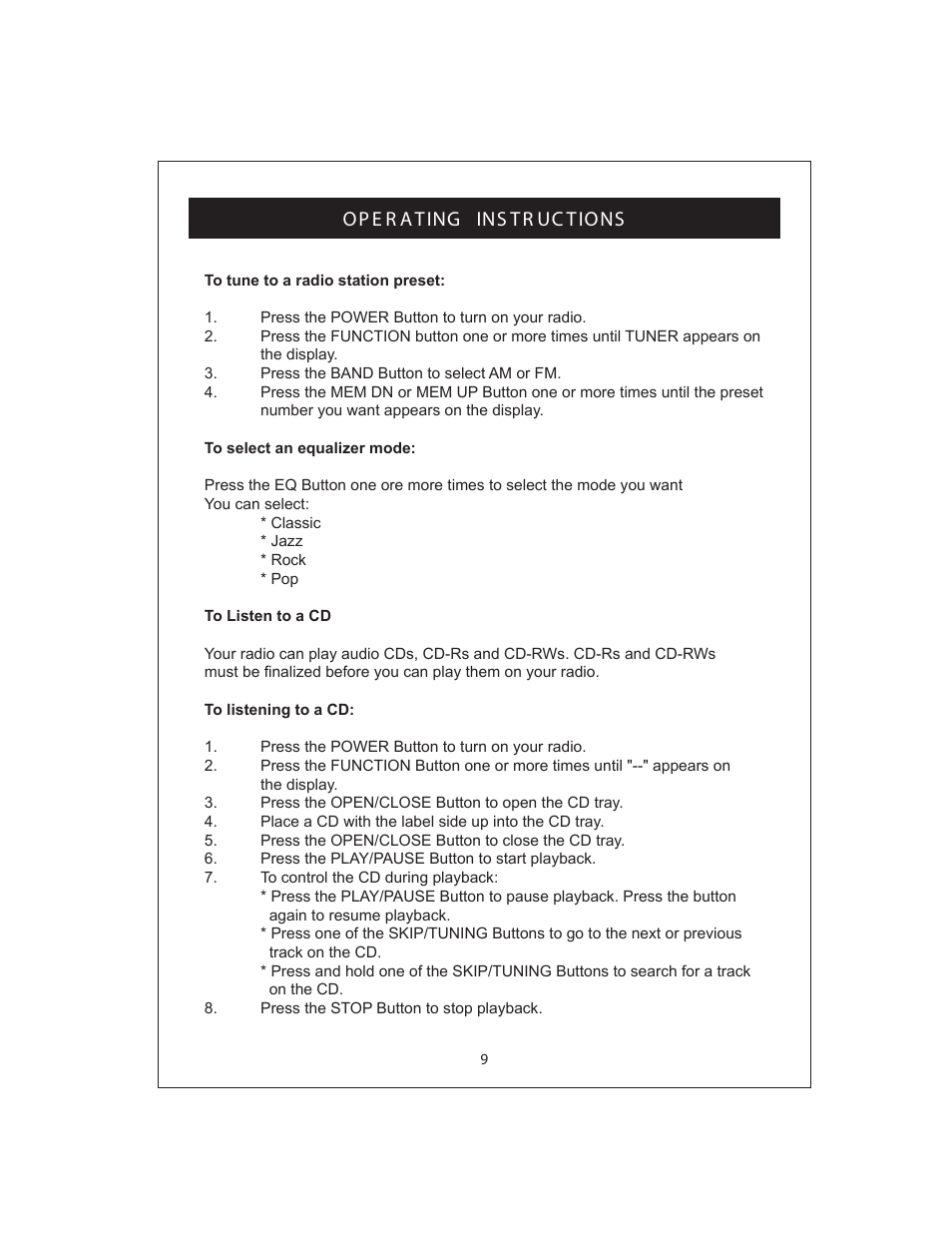 Curtis KCR2609 User Manual | Page 10 / 14