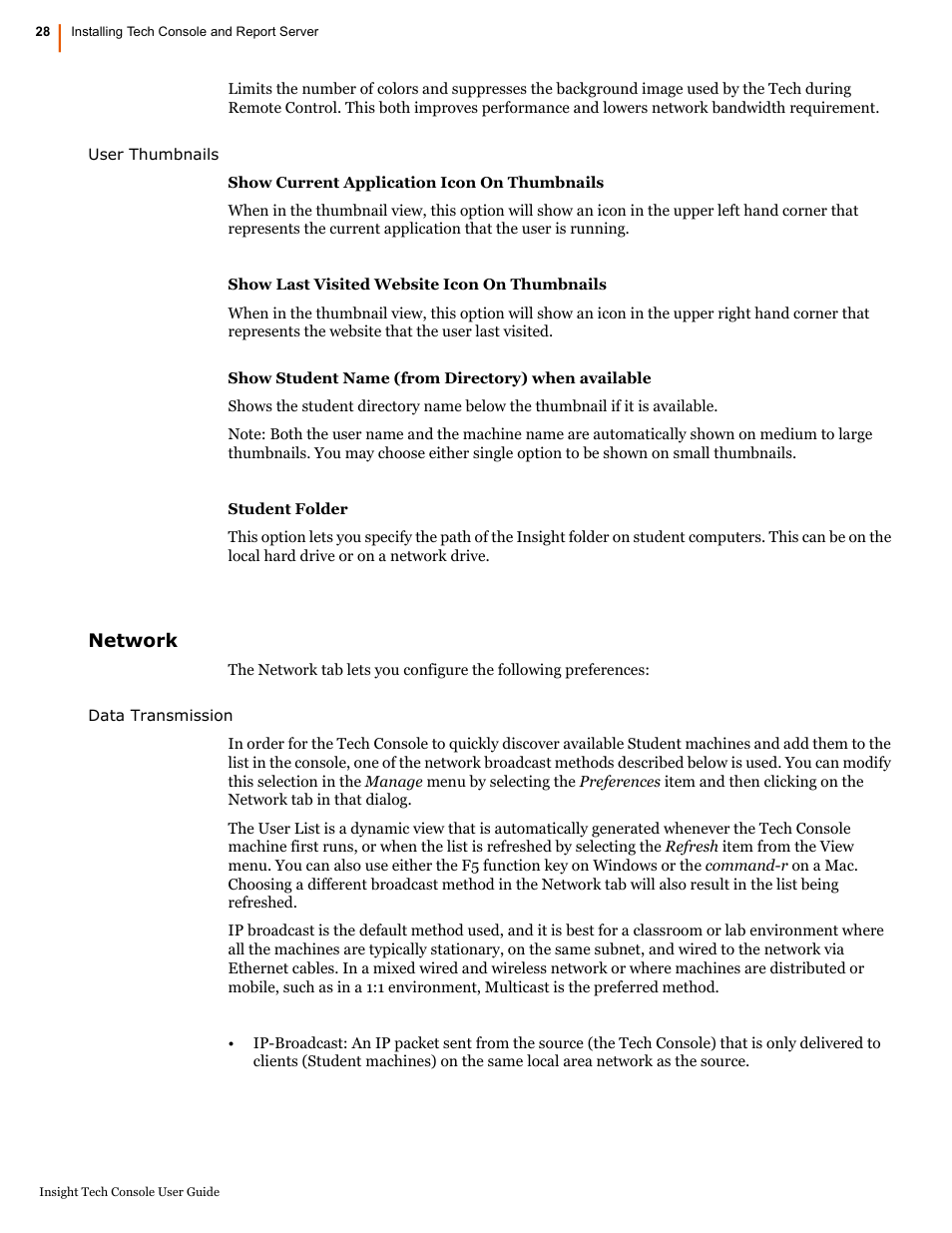 Network | Faronics Insight Tech Console User Manual | Page 28 / 54