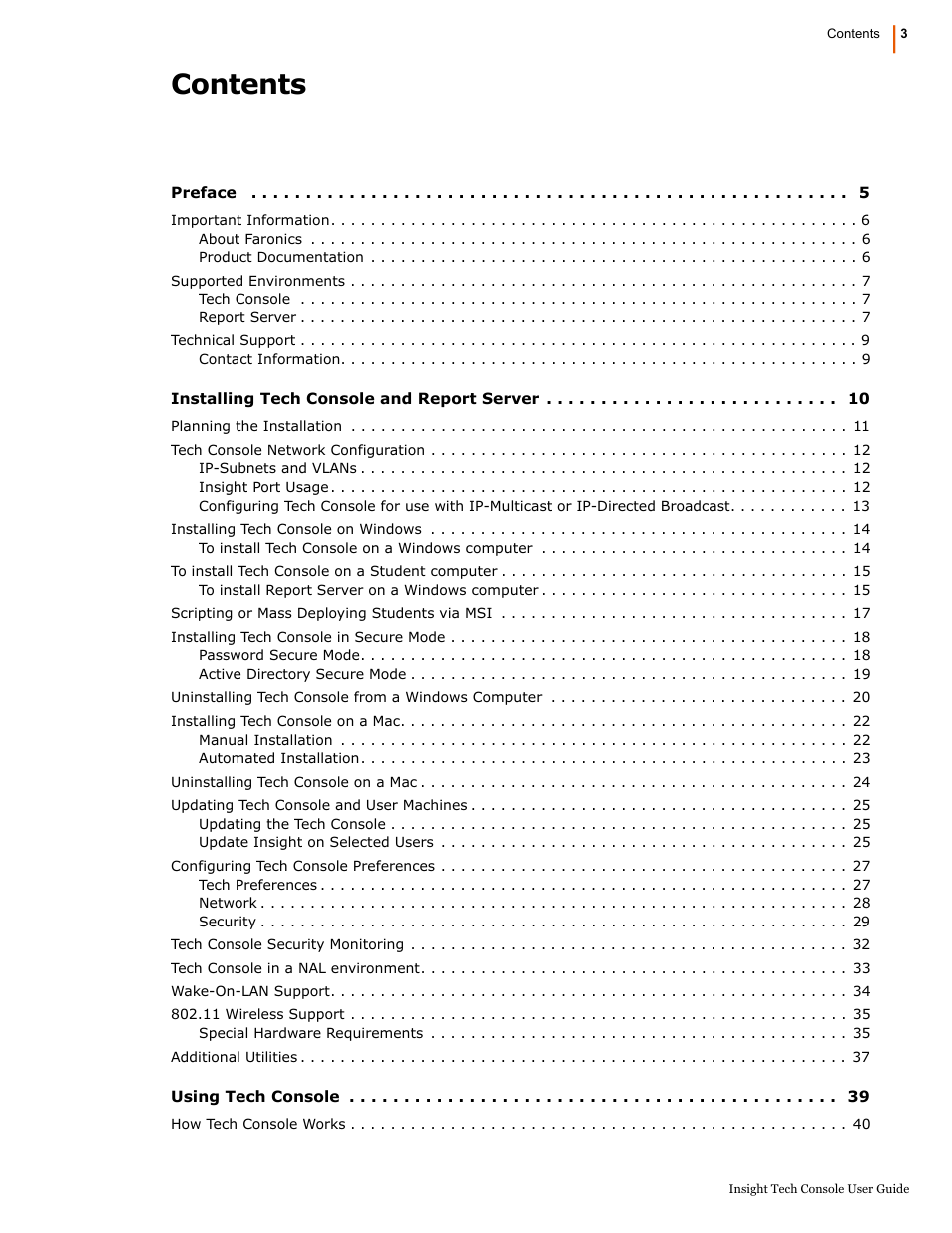 Faronics Insight Tech Console User Manual | Page 3 / 54