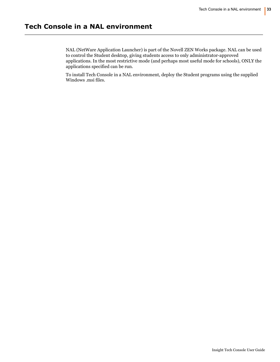 Tech console in a nal environment | Faronics Insight Tech Console User Manual | Page 33 / 54