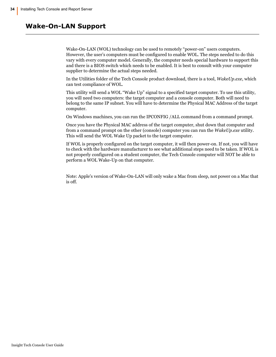 Wake-on-lan support | Faronics Insight Tech Console User Manual | Page 34 / 54