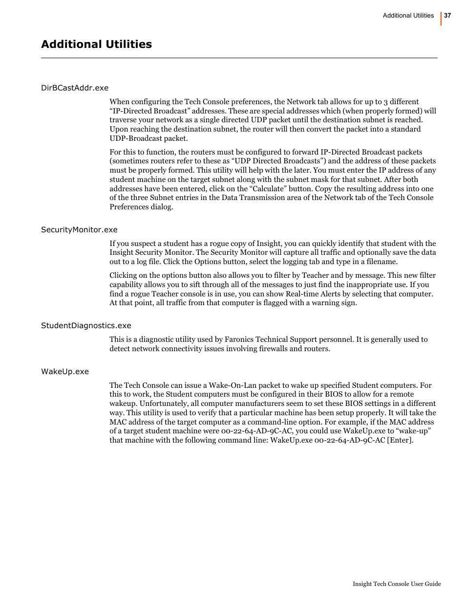 Additional utilities | Faronics Insight Tech Console User Manual | Page 37 / 54