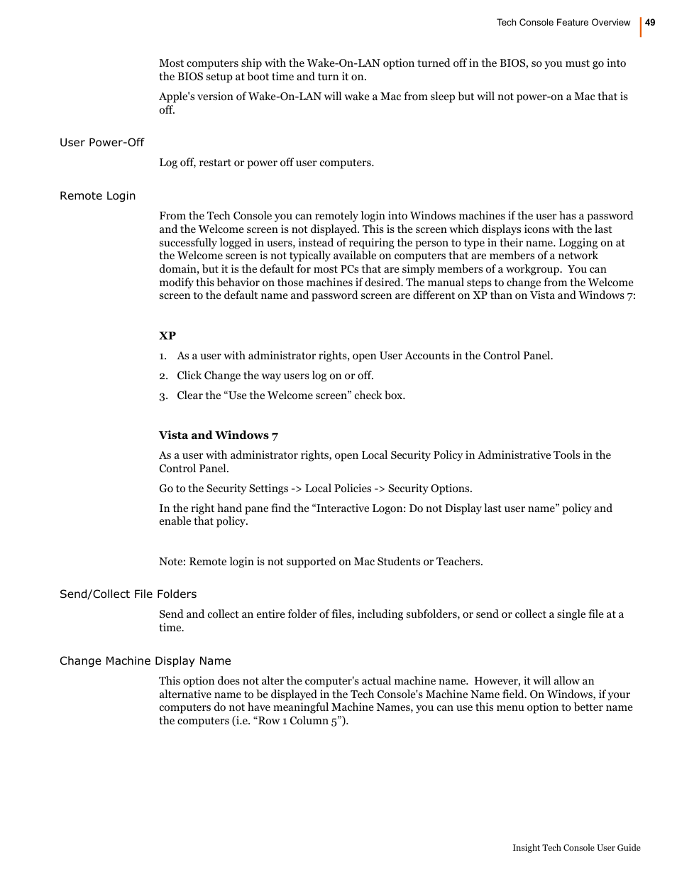 Faronics Insight Tech Console User Manual | Page 49 / 54