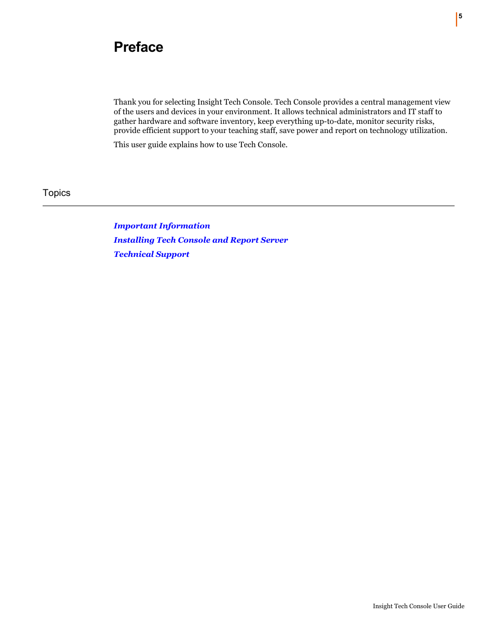Preface | Faronics Insight Tech Console User Manual | Page 5 / 54