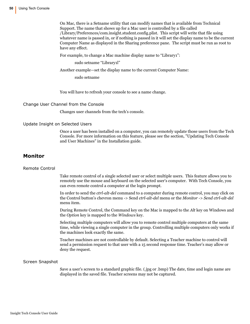 Monitor | Faronics Insight Tech Console User Manual | Page 50 / 54