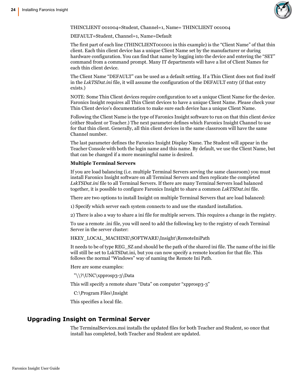 Upgrading insight on terminal server | Faronics Insight User Manual | Page 24 / 92