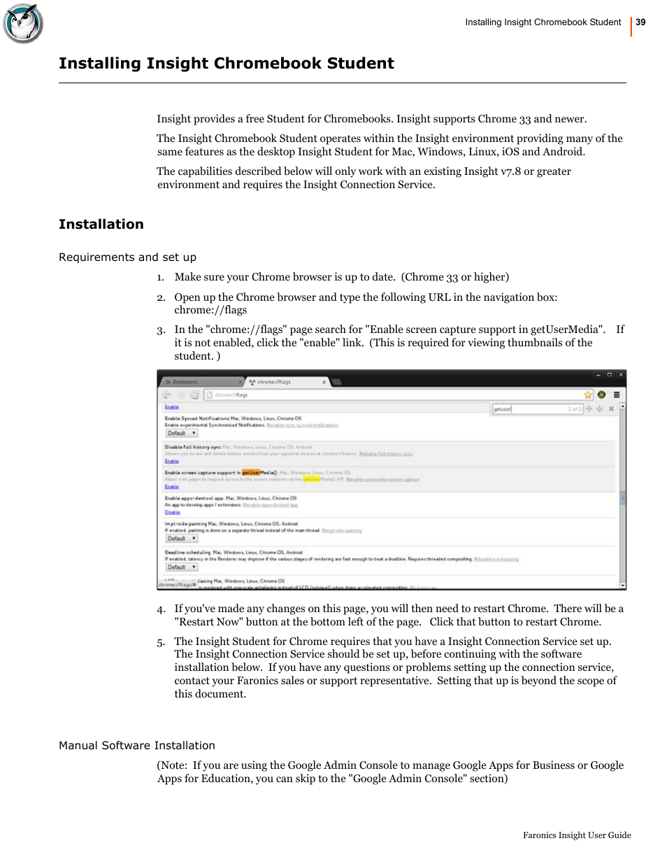 Installing insight chromebook student, Installation | Faronics Insight User Manual | Page 39 / 92