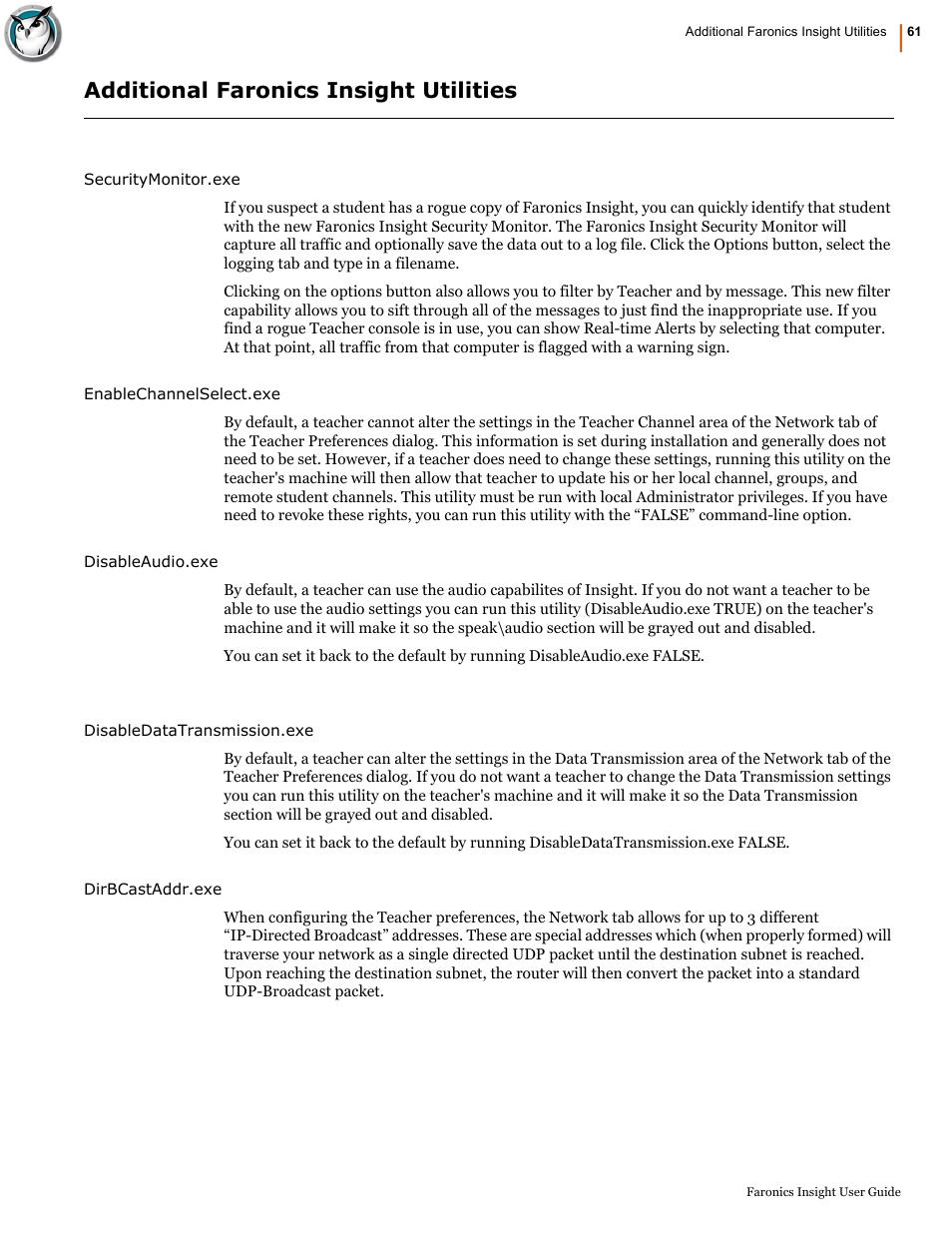 Additional faronics insight utilities | Faronics Insight User Manual | Page 61 / 92