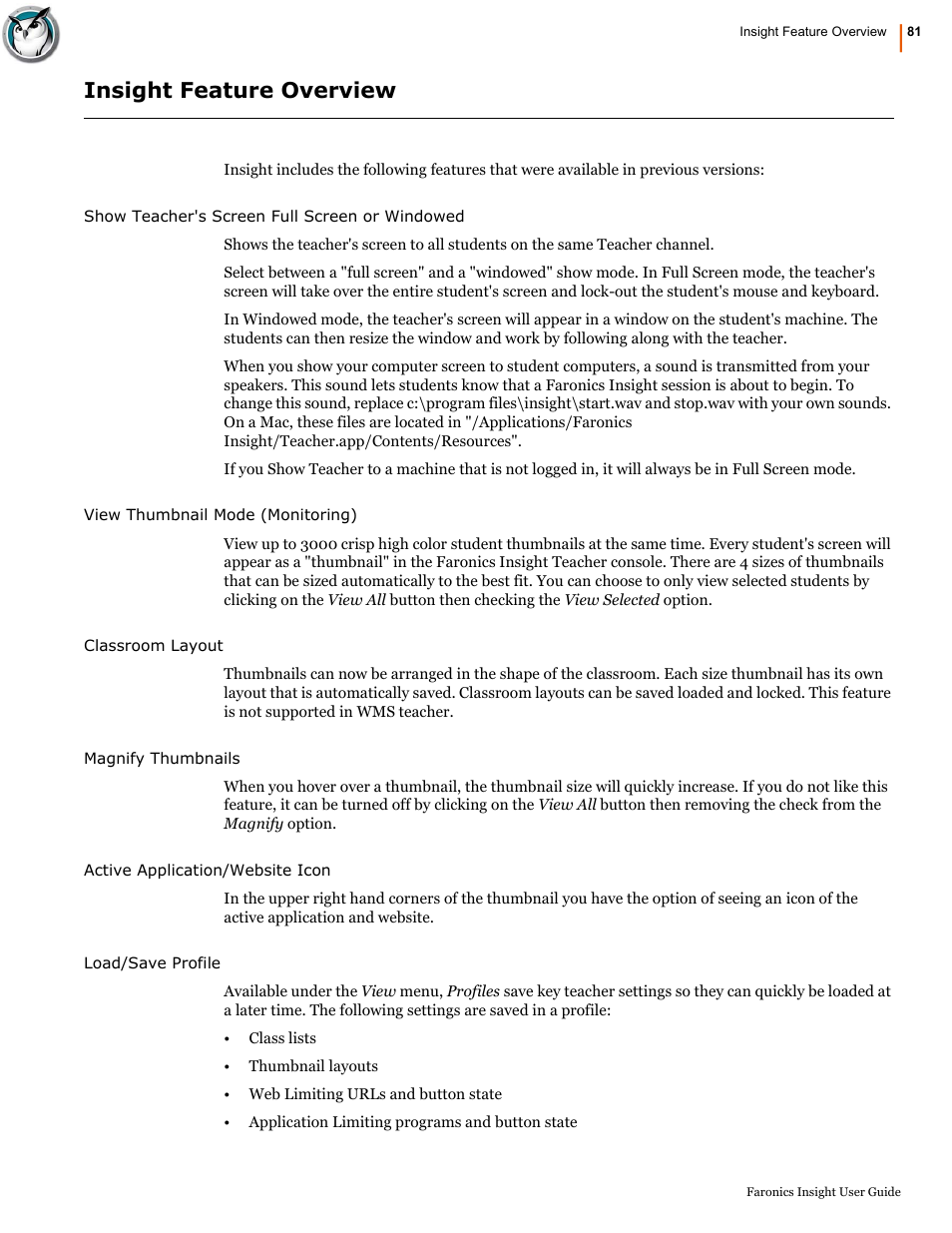 Insight feature overview | Faronics Insight User Manual | Page 79 / 92