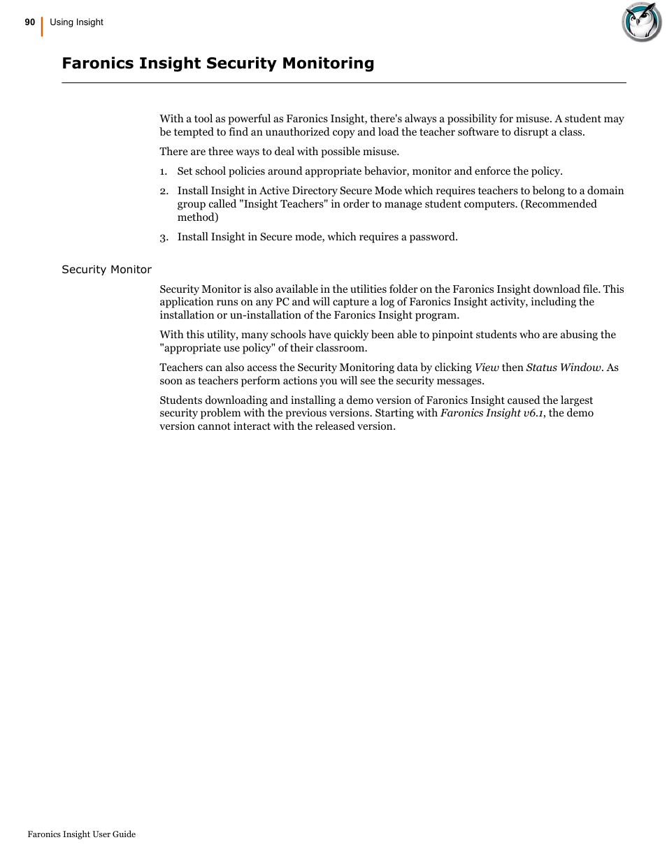 Faronics insight security monitoring | Faronics Insight User Manual | Page 88 / 92