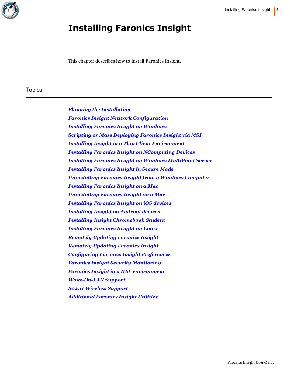 Installing faronics insight | Faronics Insight User Manual | Page 9 / 92