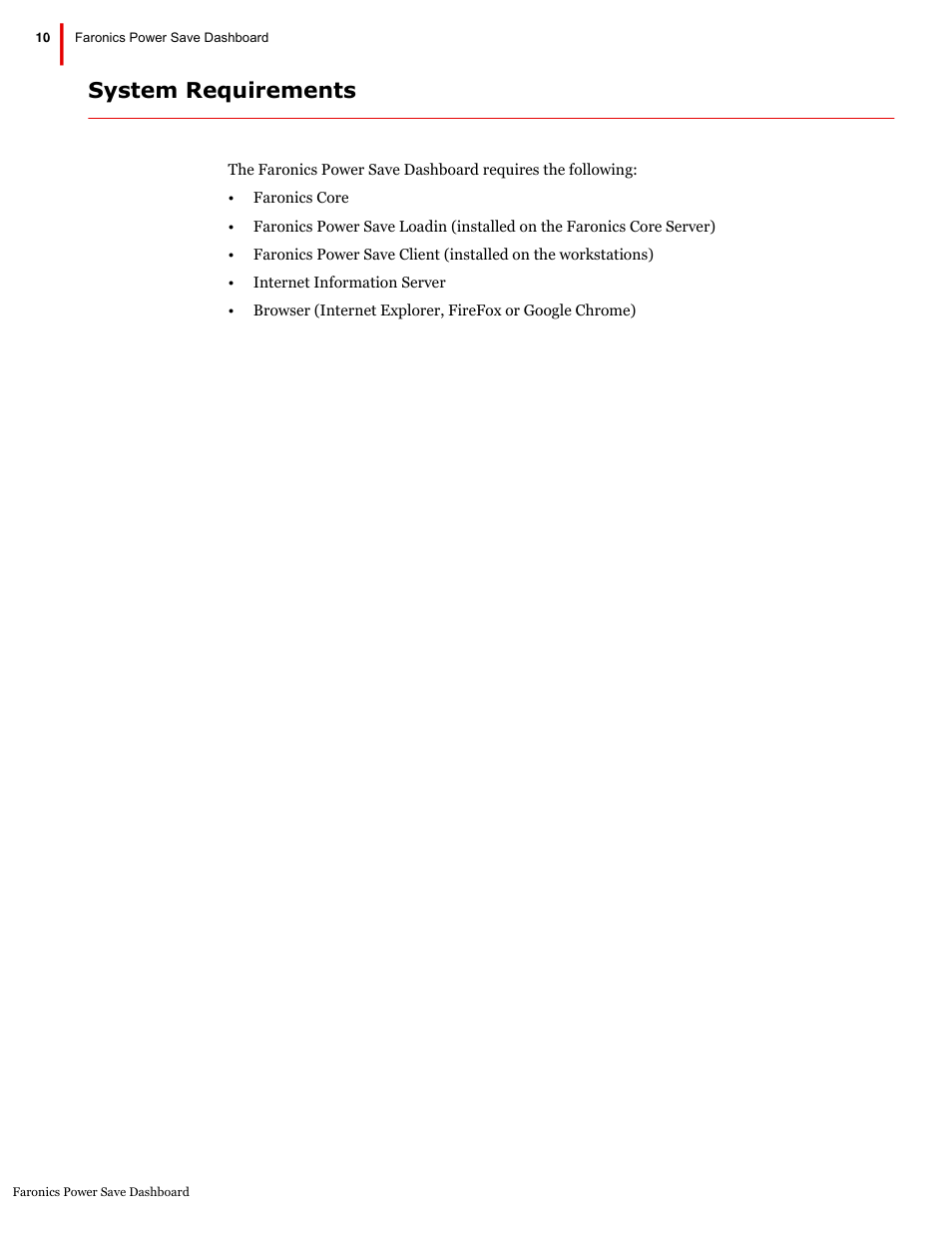 System requirements | Faronics Power Save Dashboard User Manual | Page 10 / 15