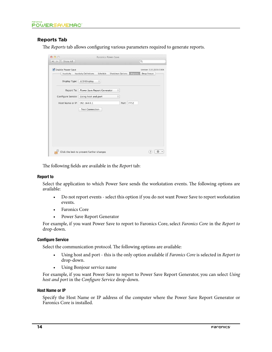 Reports tab | Faronics Power Save Mac User Manual | Page 14 / 34
