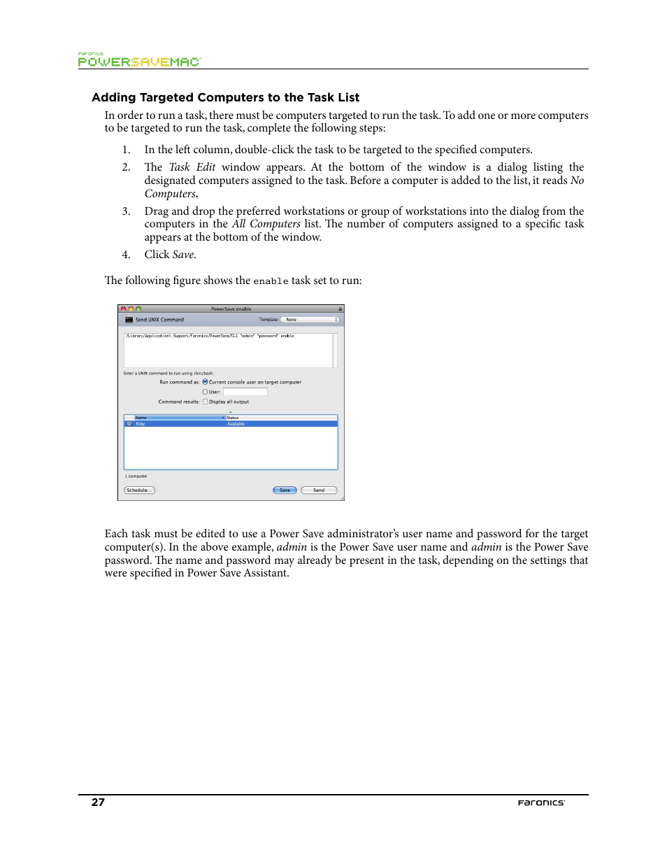 Adding targeted computers to the task list | Faronics Power Save Mac User Manual | Page 27 / 34