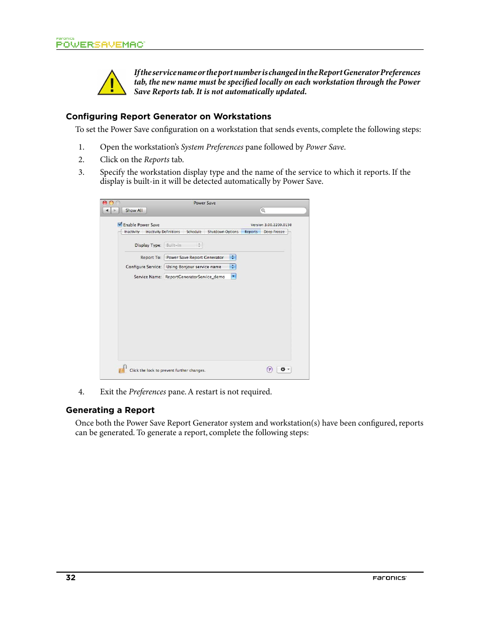 Confguring report generator on workstations | Faronics Power Save Mac User Manual | Page 32 / 34