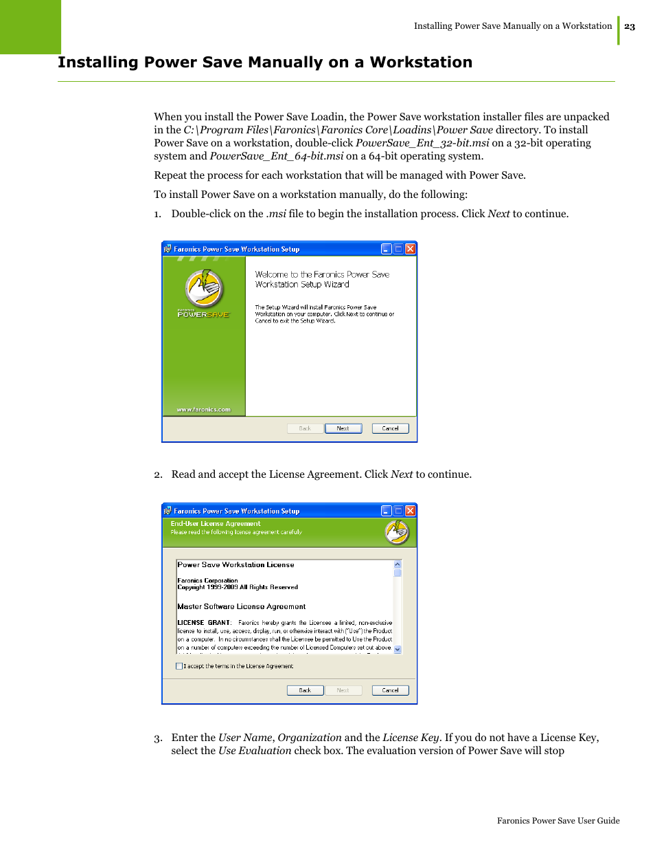 Installing power save manually on a workstation | Faronics Power Save User Manual | Page 23 / 82
