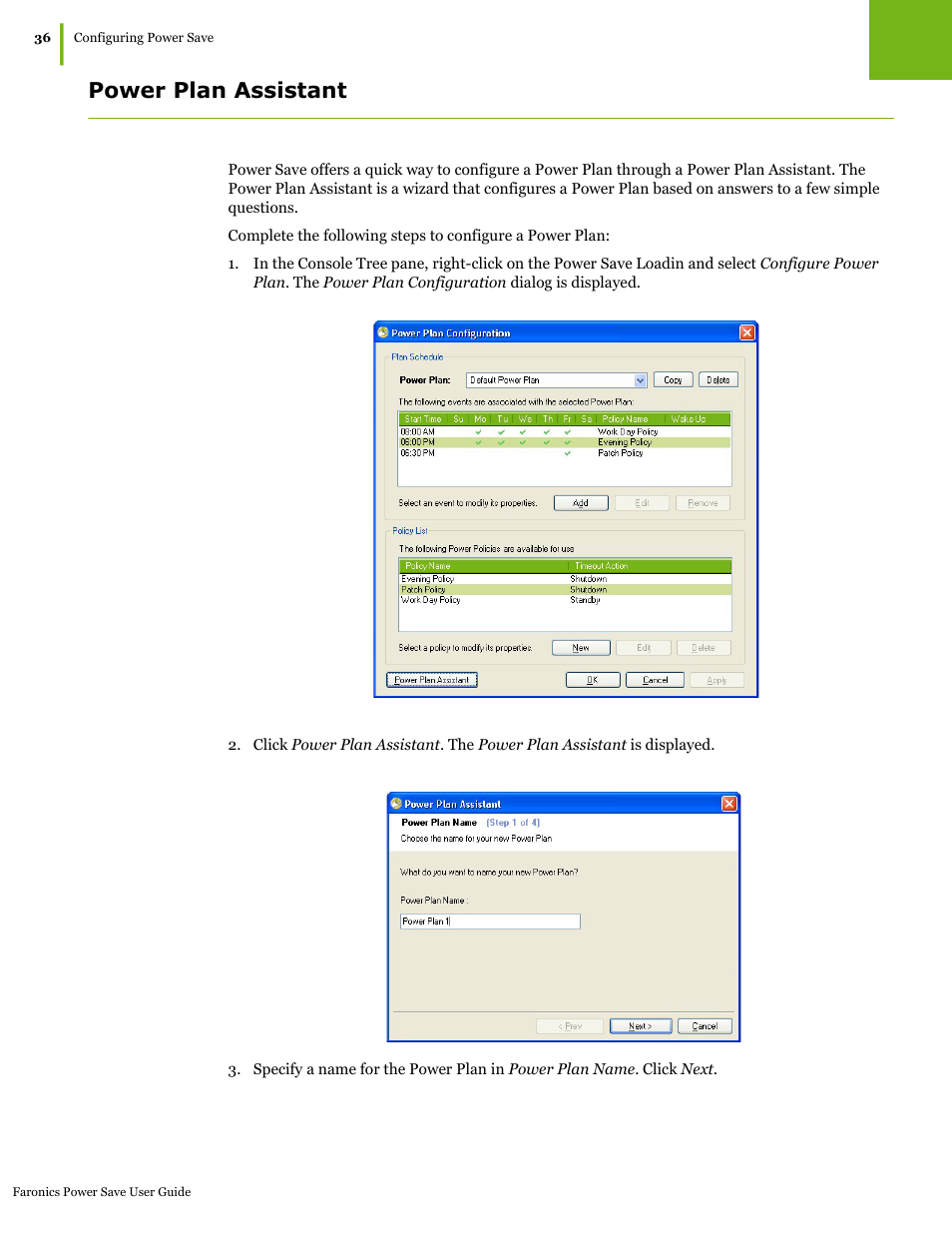 Power plan assistant | Faronics Power Save User Manual | Page 36 / 82