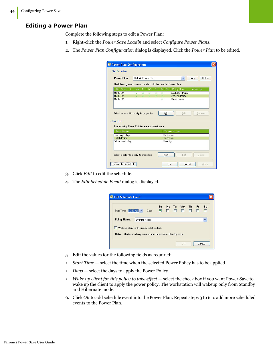 Editing a power plan | Faronics Power Save User Manual | Page 44 / 82