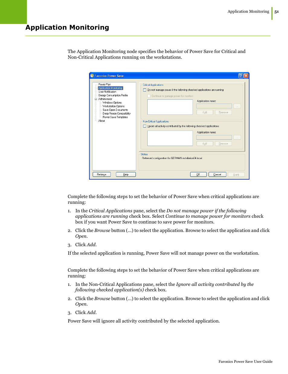 Application monitoring | Faronics Power Save User Manual | Page 51 / 82