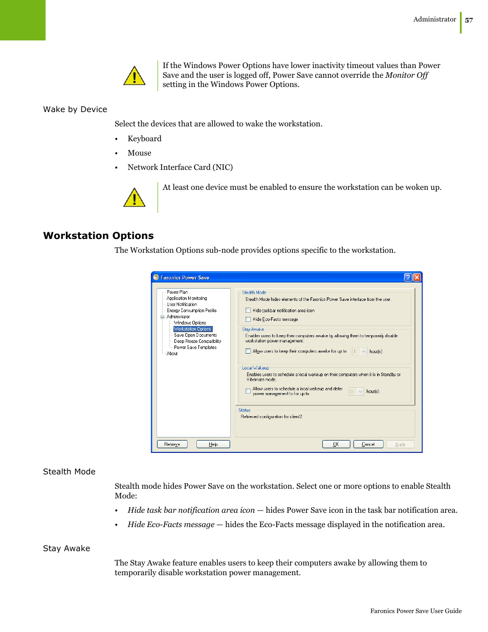 Workstation options | Faronics Power Save User Manual | Page 57 / 82