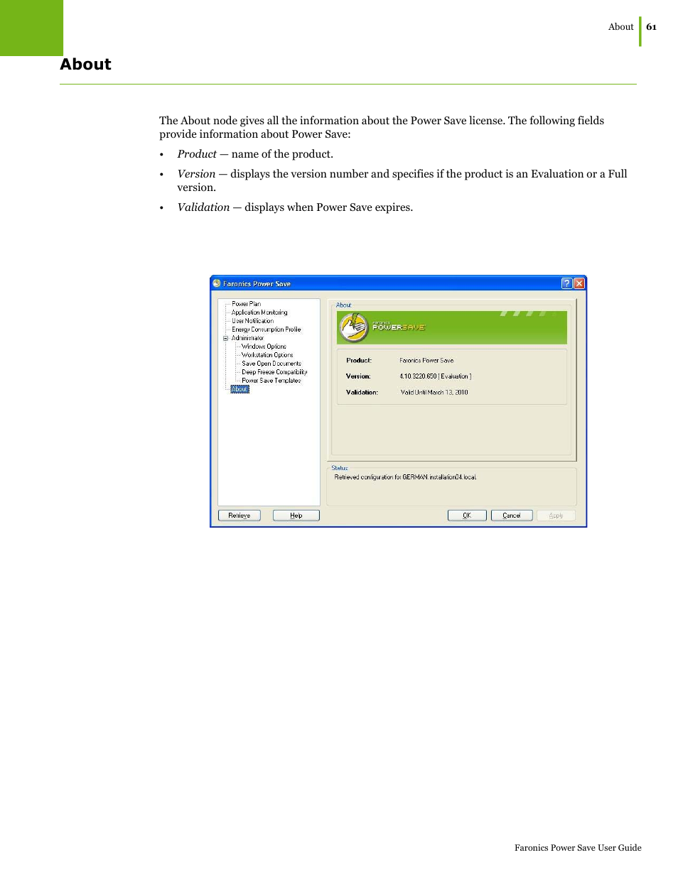 About | Faronics Power Save User Manual | Page 61 / 82