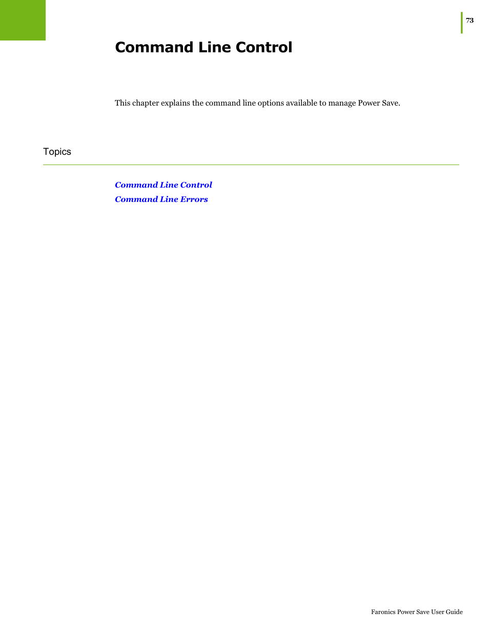 Command line control | Faronics Power Save User Manual | Page 73 / 82