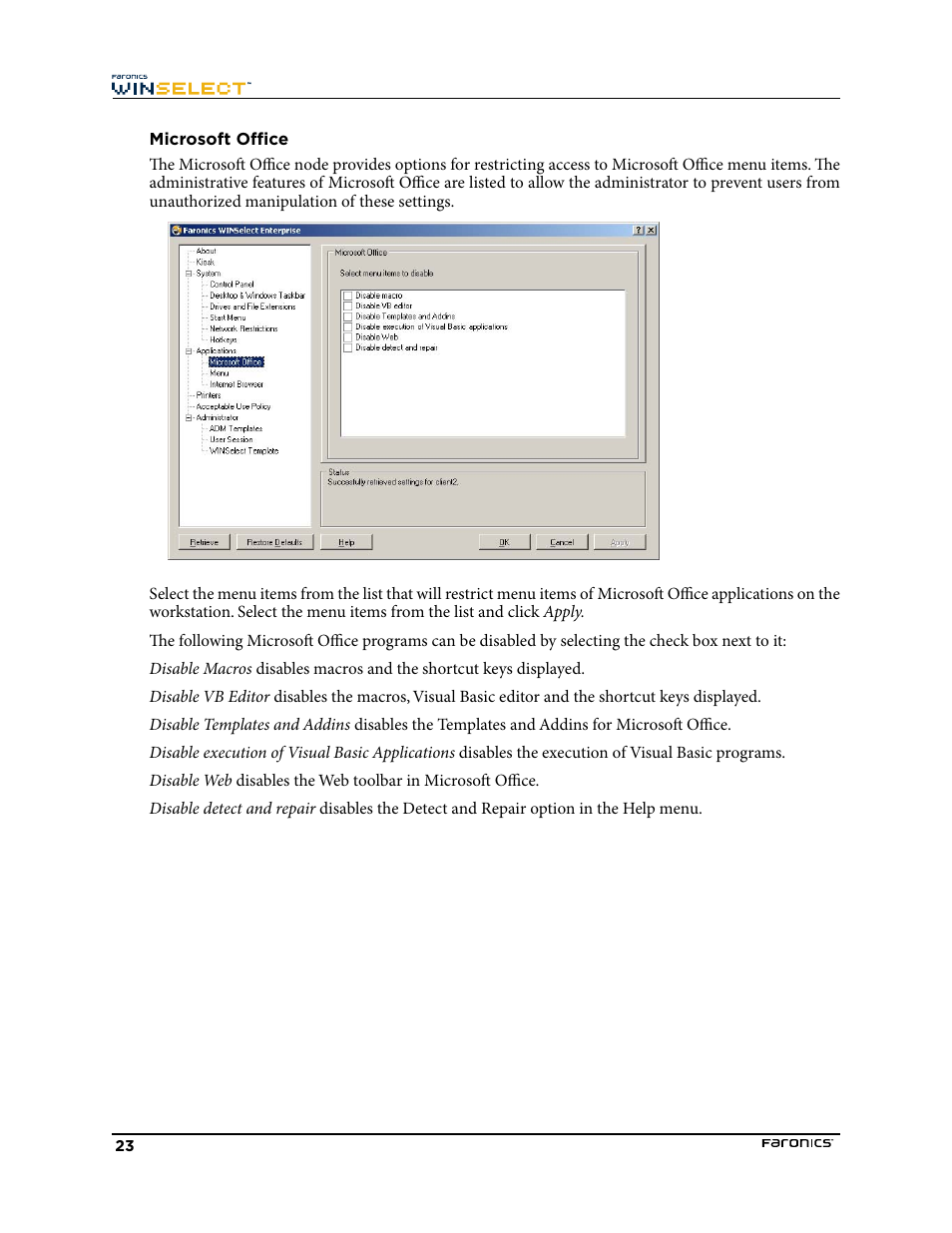 Microsoft office | Faronics WINSelect Enterprise User Manual | Page 23 / 40