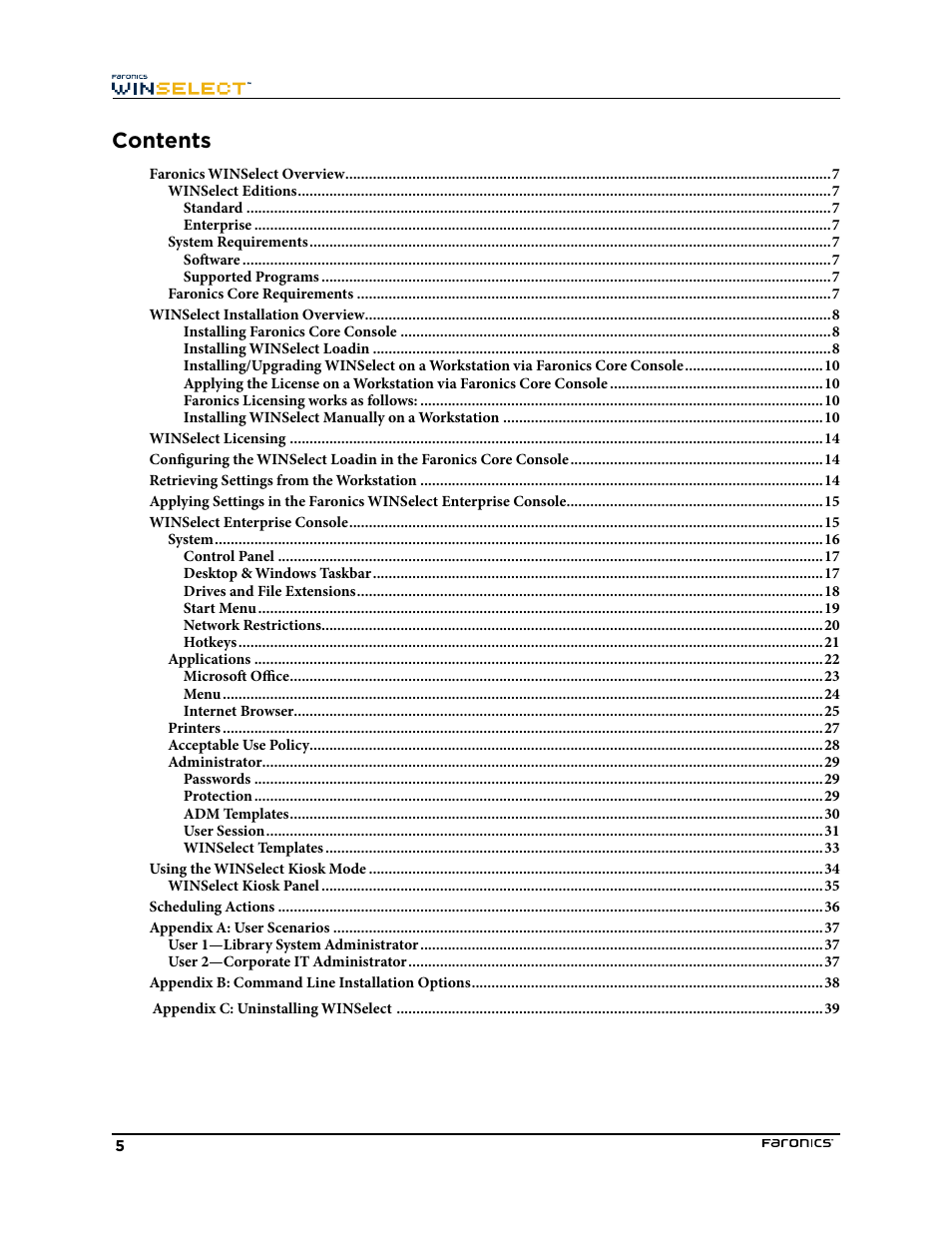 Faronics WINSelect Enterprise User Manual | Page 5 / 40