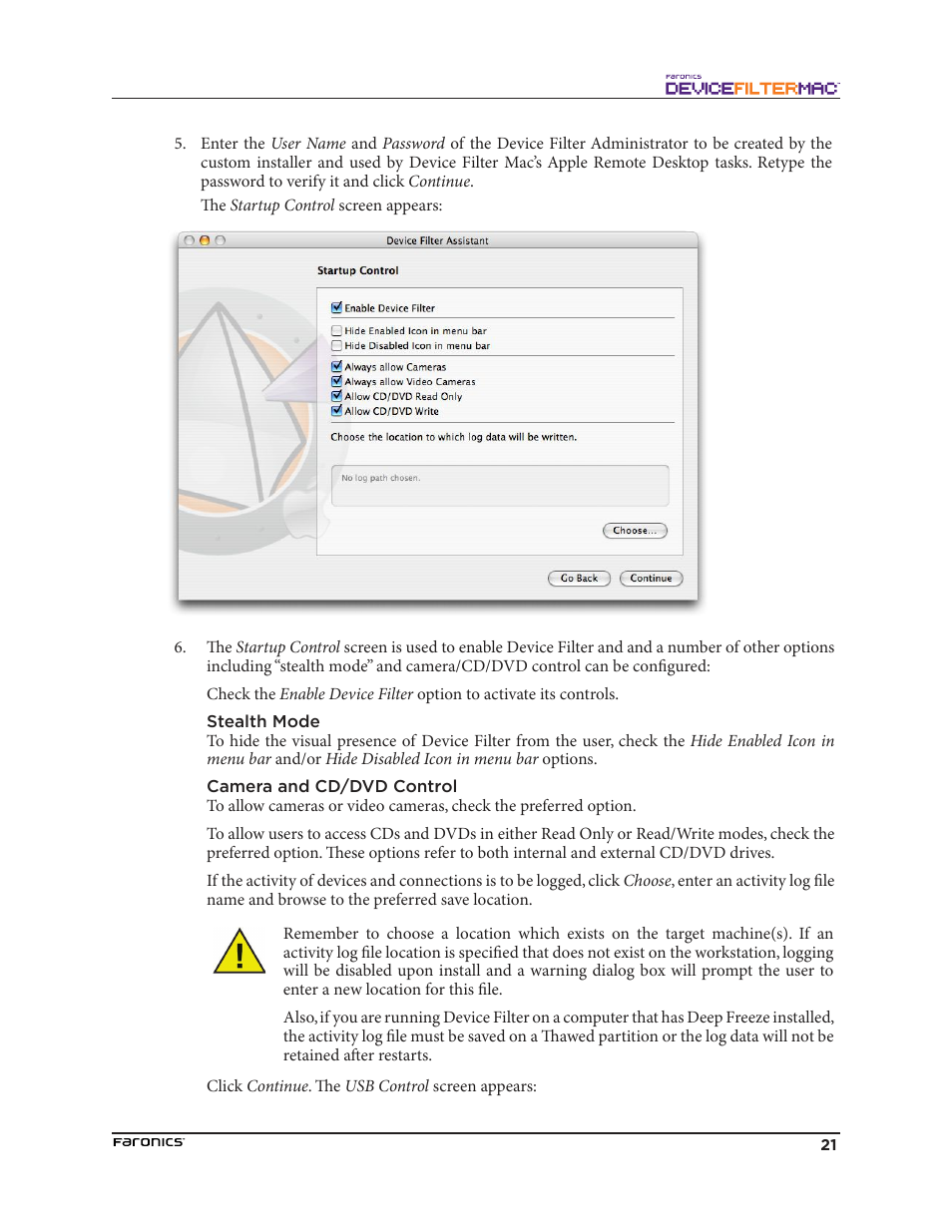 Faronics Device Filter Mac User Manual | Page 21 / 30
