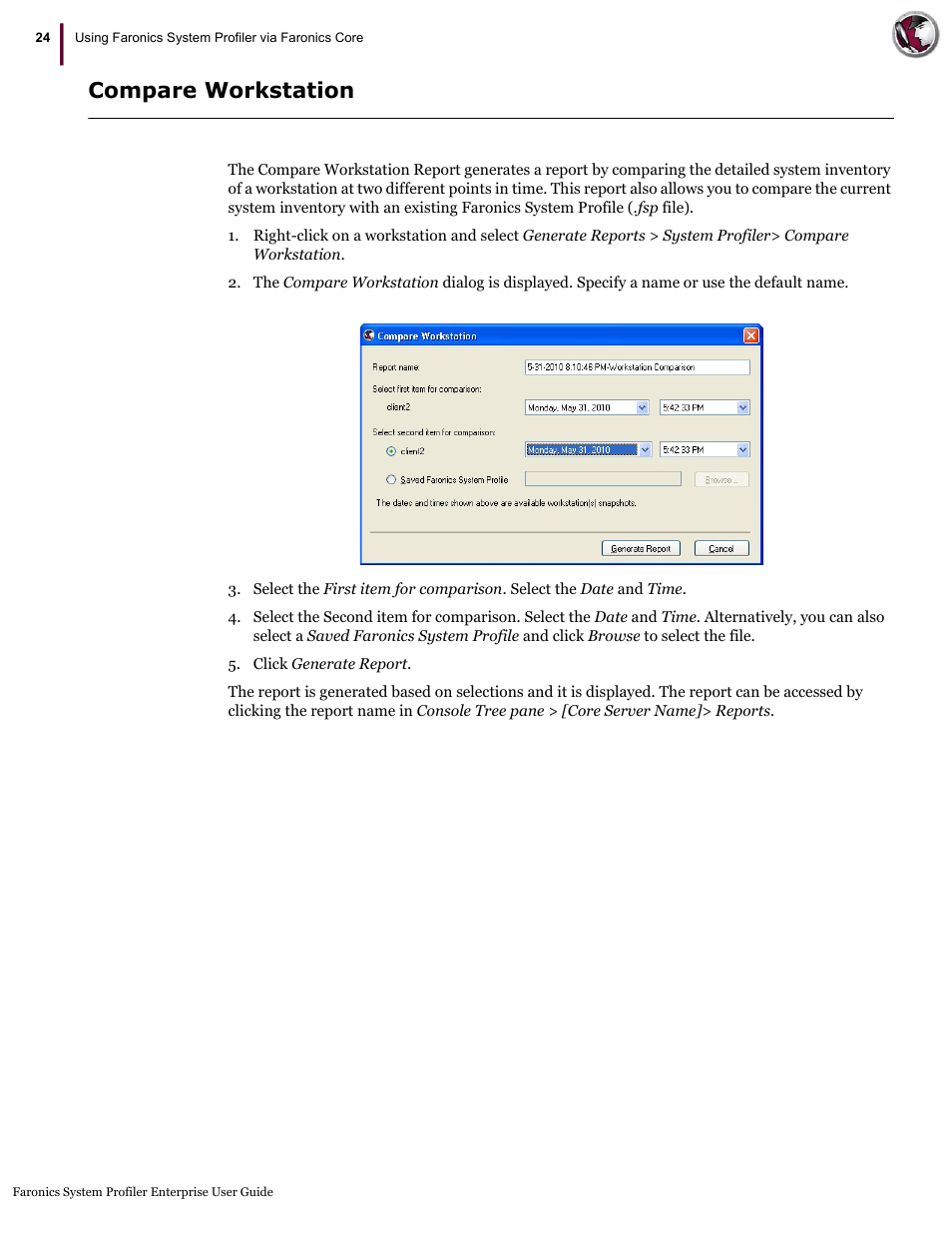 Compare workstation | Faronics System Profiler Enterprise User Manual | Page 24 / 48